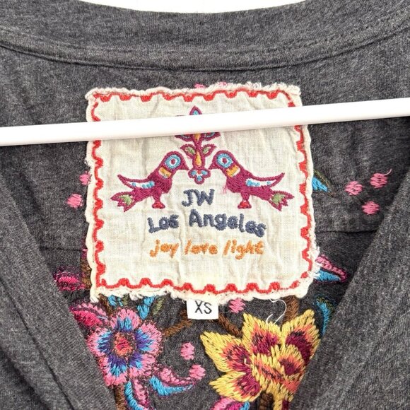 Johnny Was JW Los Angeles Gray Floral Embroidered 3/4 Sleeve Dress Women’s XS - Picture 3 of 8